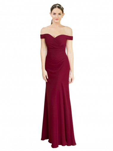 Burgundy Off the Shoulder Sleeveless Long Evening Prom Gowns Canada Supplier