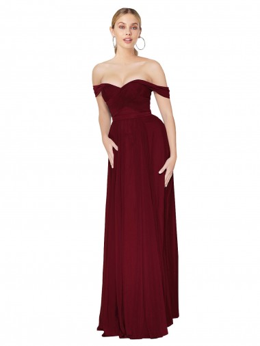 Burgundy High Neck Sleeveless Long Bridal Party Dress Canada Supplier