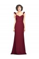 Burgundy Strapless Sleeveless Stretch Crepe Long Prom Dress Canada Supplier
