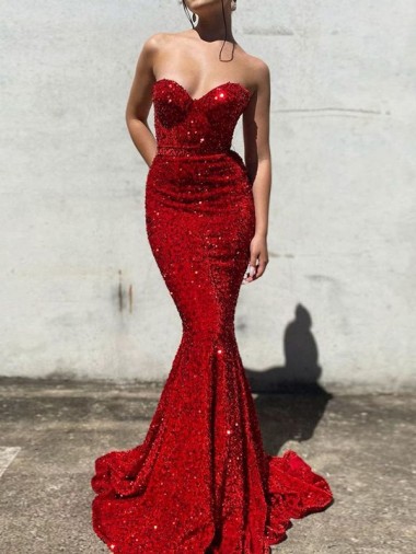 Burgundy Sweetheart Sleeveless Court Train Long Prom Dress Canada Supplier