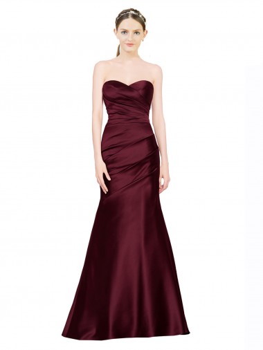Burgundy Sweetheart Sleeveless Low Back Long Prom Dress Canada Supplier