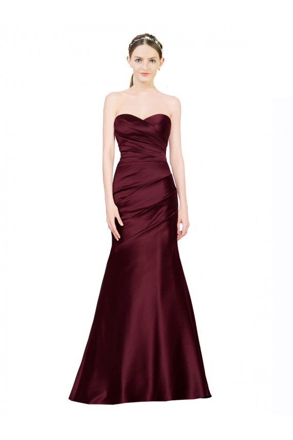 Burgundy Sweetheart Sleeveless Low Back Long Prom Dress Canada Supplier