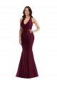 Burgundy V-Neck Sleeveless Open Back Long Sexy Plus Size Prom Dress Canada Supplier