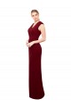 Burgundy High Neck Sleeveless Keyhole Back Soft Chiffon Long Prom Dress Canada Supplier