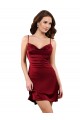 Burgundy Cowl Neck Sleeveless Criss Cross Open Back Midi Length Sexy Prom Dress Canada Supplier