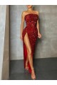 Burgundy Strapless Sleeveless Long Prom Dress Canada Supplier