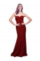 Burgundy Strapless Sleeveless Low Back Stretch Crepe Long Prom Dress Canada Supplier