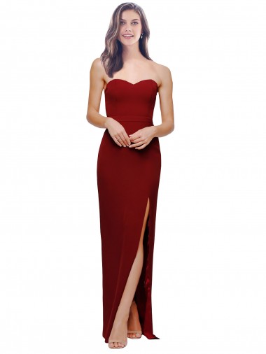Burgundy Sweetheart Sleeveless Low Back Long Evening Prom Gowns Canada Supplier