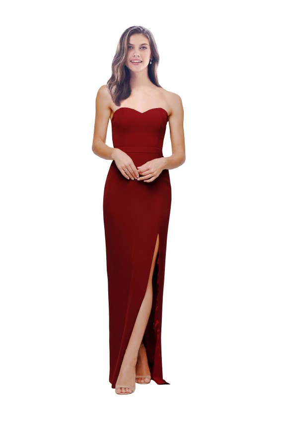 Burgundy Sweetheart Sleeveless Low Back Long Evening Prom Gowns Canada Supplier