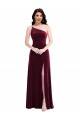 Burgundy One Shoulder Sleeveless Stretch Velvet Long Prom Dress Canada Supplier