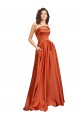 Burnt Orange Round Neck Sleeveless Low Back Sweep Train Prom Dress Canada Supplier