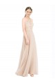 Champagne High Neck Sleeveless Keyhole Back Long Prom Dress Canada Supplier