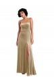Champagne Square Neck Sleeveless Long A-Line Prom Dress Canada Supplier