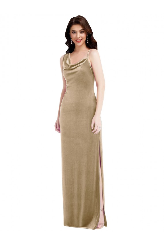 Champagne One Shoulder Sleeveless Long Prom Dress Canada Supplier