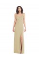 Champagne Square Neck Sleeveless Low Back Long Prom Dress Canada Supplier