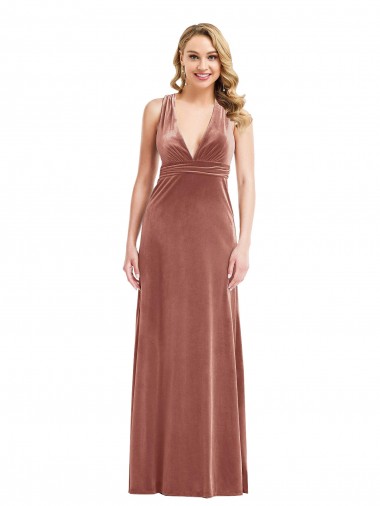 Cinnamon Rose V-Neck Sleeveless Criss Cross Open Back Long Prom Dress Canada Supplier