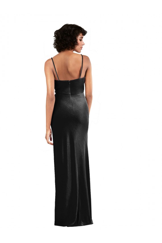 Black Cowl Neck Sleeveless Low Back Long Prom Dress Canada Supplier