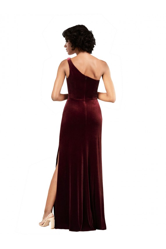 Burgundy One Shoulder Sleeveless Long Sexy Prom Dress Canada Supplier