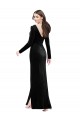 Black V-Neck Long Sleeves V-Back Long Prom Dress Canada Supplier