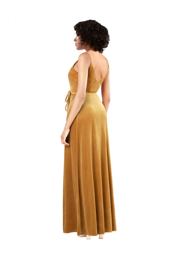 Gold V-Neck Sleeveless Long Column Prom Dress Canada Supplier