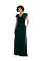 Dark Green Cowl Neck Cap Sleeves Long Prom Dress Canada Supplier