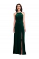 Dark Green High Neck Sleeveless Stretch Velvet Long Prom Dress Canada Supplier