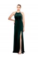 Dark Green Jewel Neck Sleeveless Keyhole Back Long Sexy Prom Dress Canada Supplier