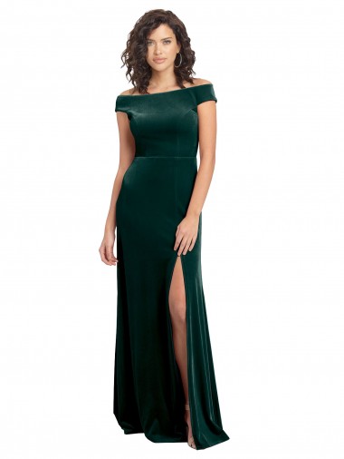 Dark Green Square Neck Cap Sleeves Long Prom Dress Canada Supplier