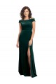 Dark Green Square Neck Cap Sleeves Long Prom Dress Canada Supplier