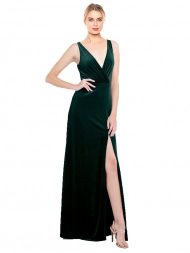 Dark Green V-Neck Sleeveless V-Back Long Sexy Prom Dress Canada Supplier
