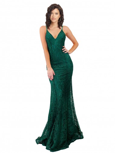 Dark Green V-Neck Sleeveless Open Back Long Prom Dress Canada Supplier