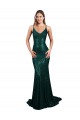 Dark Green V-Neck Sleeveless Low Back Long Sexy Prom Dress Canada Supplier