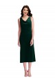 Dark Green Cowl Neck Sleeveless V-Back Midi Length Prom Dress Canada Supplier