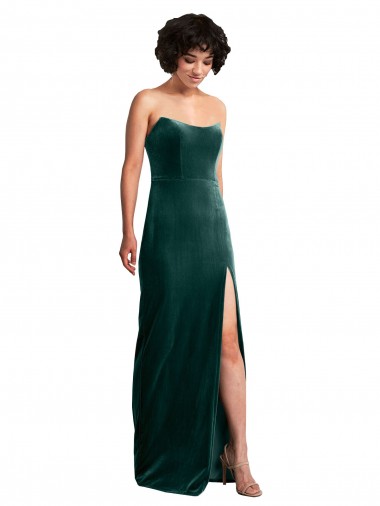 Dark Green Strapless Sleeveless Low Back Long Sexy Prom Dress Canada Supplier