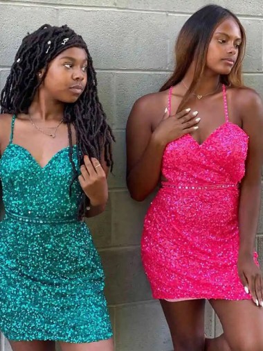 Dark Green V-Neck Sleeveless Short Homecoming Dress / Prom Dress Canada Supplier