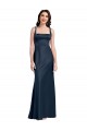 Dark Navy Square Neck Sleeveless Low Back Long Bridal Party Dress Canada Supplier