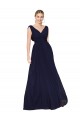 Dark Navy High Neck Sleeveless Soft Chiffon Long Wedding Guest Dress Canada Supplier