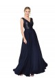 Dark Navy High Neck Sleeveless V-Back Long Prom Dress Canada Supplier