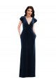 Dark Navy V-Neck Flutter Sleeves Long Prom Dress Canada Supplier