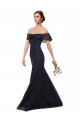 Dark Navy Off the Shoulder Flutter Sleeves Long Prom Dress Canada Supplier