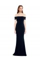 Dark Navy Off the Shoulder Sleeveless Keyhole Back Long Prom Dress Canada Supplier