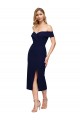 Dark Navy Sweetheart Sleeveless Midi Length Wedding Guest Dress Canada Supplier