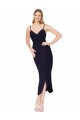 Dark Navy High Neck Sleeveless V-Back Knee Length Prom Dress Canada Supplier
