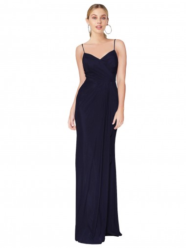 Dark Navy High Neck Sleeveless V-Back Soft Chiffon Long Prom Dress Canada Supplier