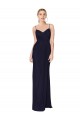 Dark Navy High Neck Sleeveless V-Back Soft Chiffon Long Prom Dress Canada Supplier