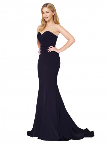 Dark Navy High Neck Sleeveless Sweep Train Bridal Party Dress Canada Supplier