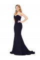 Dark Navy High Neck Sleeveless Sweep Train Bridal Party Dress Canada Supplier