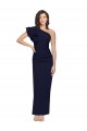Dark Navy One Shoulder Sleeveless Stretch Crepe Long Prom Dress Canada Supplier