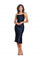 Dark Navy Cowl Neck Sleeveless Cocktail Length Prom Dress Canada Supplier