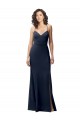 Dark Navy High Neck Sleeveless Criss Cross Back Long Prom Dress Canada Supplier